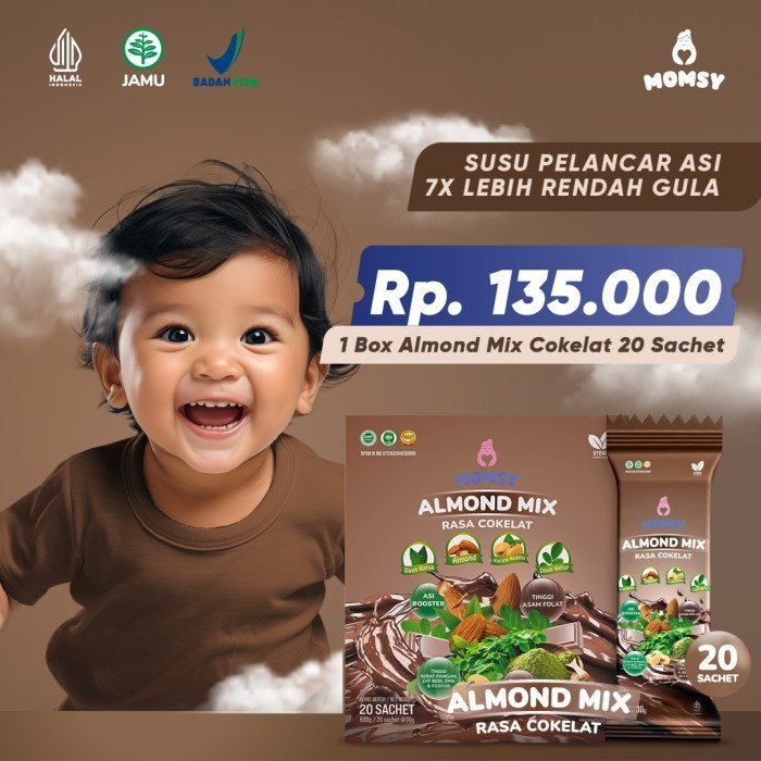 

Ready MOMSY ALMOND MIX RASA COKELAT BPOM & HALAL
