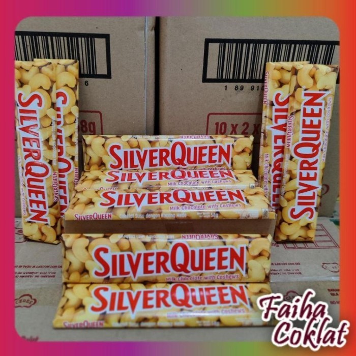 

Ready Snack Coklat Silverqueen Bar 58gr Mede 1 box isi 2 Free Cover Cantik