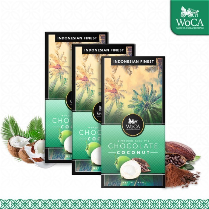 

Ready WoCA Premium Chocolate 3 x 90g Bars - Cokelat Batang Rasa Kelapa