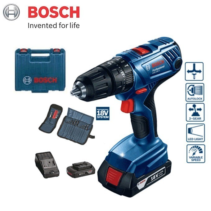 New Bosch Cordless Drill Gsb 180-Li - Bor Baterai Bosch 18V