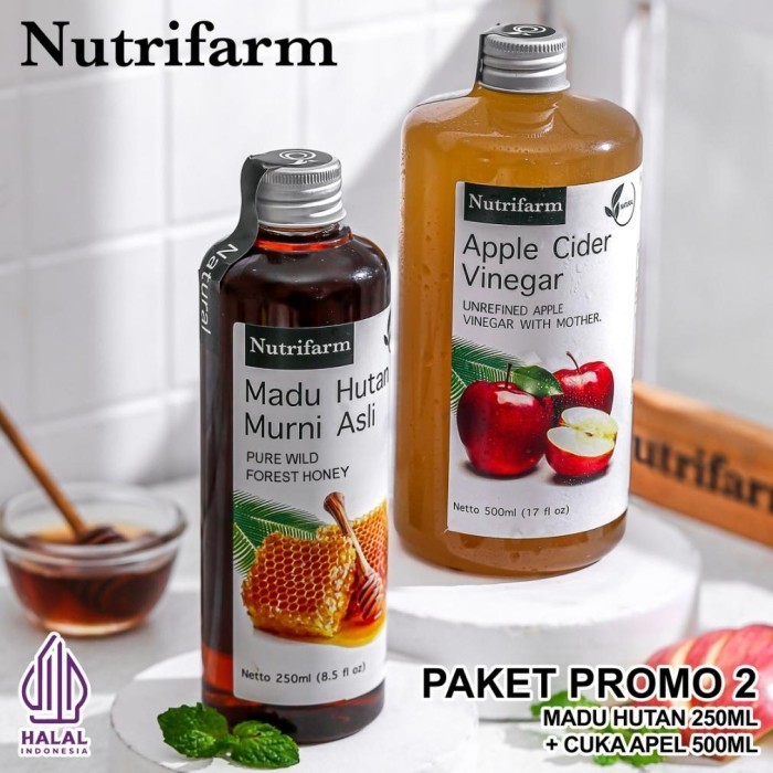 

Sale Paket Nutrifarm Cuka Apel 500 Ml Dan Madu Hutan 250 Ml/Cuka Apel