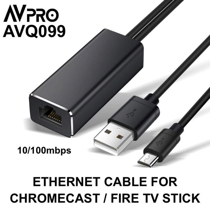 Avpro Avq099 Ethernet Rj45 Adapter F Chromecast & Firetv Stick 100Mbps  Ready