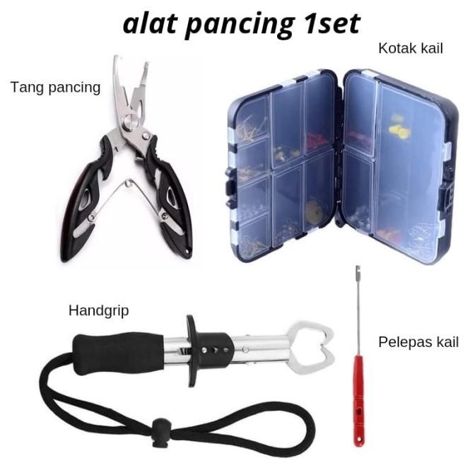 paket peralatan mancing tang gunting pancing box kail fish gripper