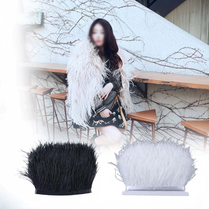 1m DIY Dress Bulu Bulu Pesta Lump Bulu Ostrich Panjang Premium Bulu Bulu Hiasan Baju Bulu Baju