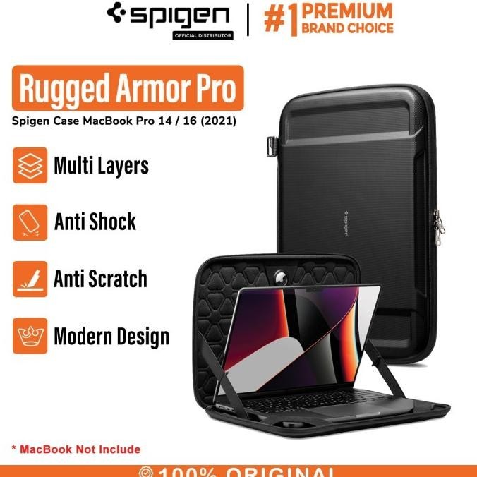 Tas Laptop Macbook Pro 14/16 2021 Spigen Rugged Armor Pro Sleeve Case - 14", Black