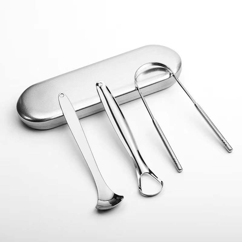 3 Pcs Pembersih Lidah Stainless Steel Tongue Scrapper Sikat Pembersih Lidah Alat Pembersih Lidah