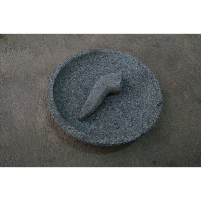 Dheao 24Cm Cobek Batu Gunung Asli (Termasuk Anak Tumbukan) Cabe Bumbu Sambel
