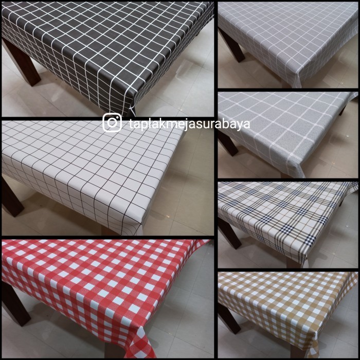 Taplak Meja Makan Meteran Plastik Anti Air Motif Kotak Kotak