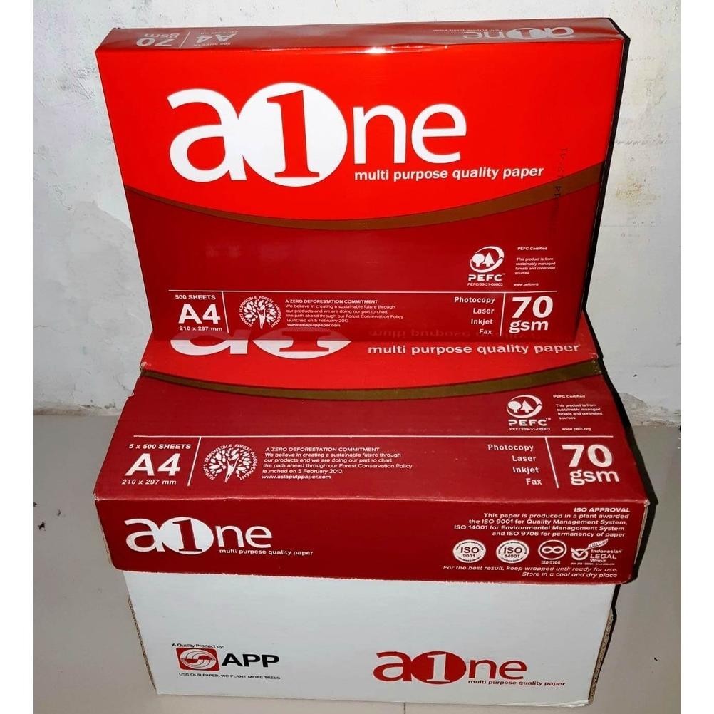 

BACK TO SCHOOL (BISA INSTANT) KERTAS HVS / FOTOCOPY / FOPI / MURAH KERTAS PRINT AONE A4 70 GSM ( 1 BOX )