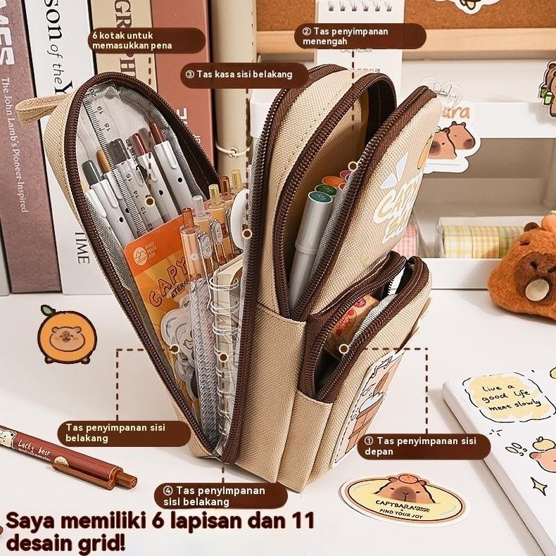 

(Krmi) CodModis Lucu Kapibara Kuromi Melody Panda Pensil Case 6 Lapis Besar Kapasitas Multifungsi Tahan Air Siswa Kanvas Pensil Tas