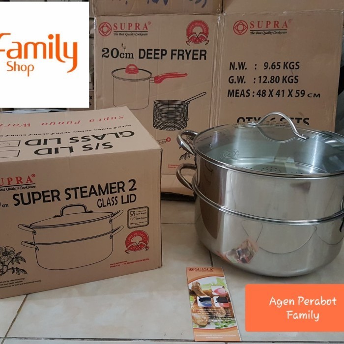 Panci Steamer Supra Susun 2 36Cm Stainless Steel Tebal / Panci Kukusan