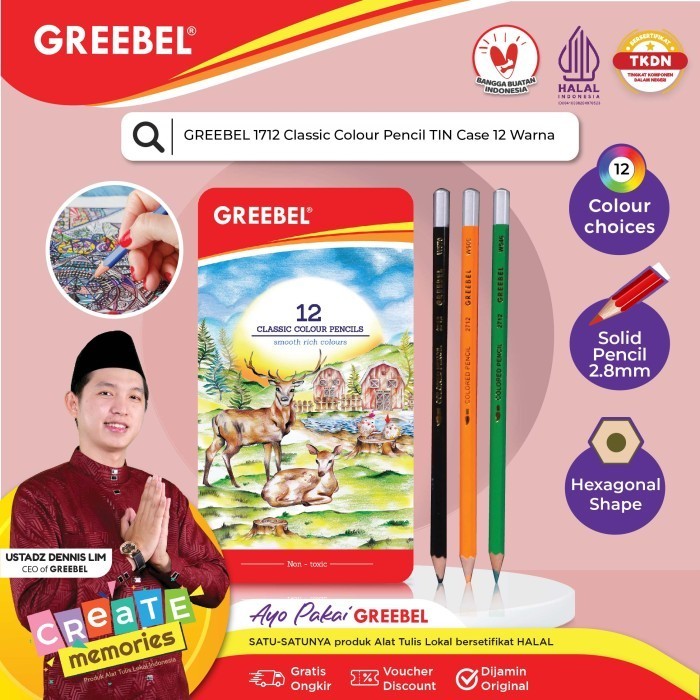 

PENSIL WARNA 1712 CLASSIC COLOUR COLOR PENCIL TIN CASE ISI 12