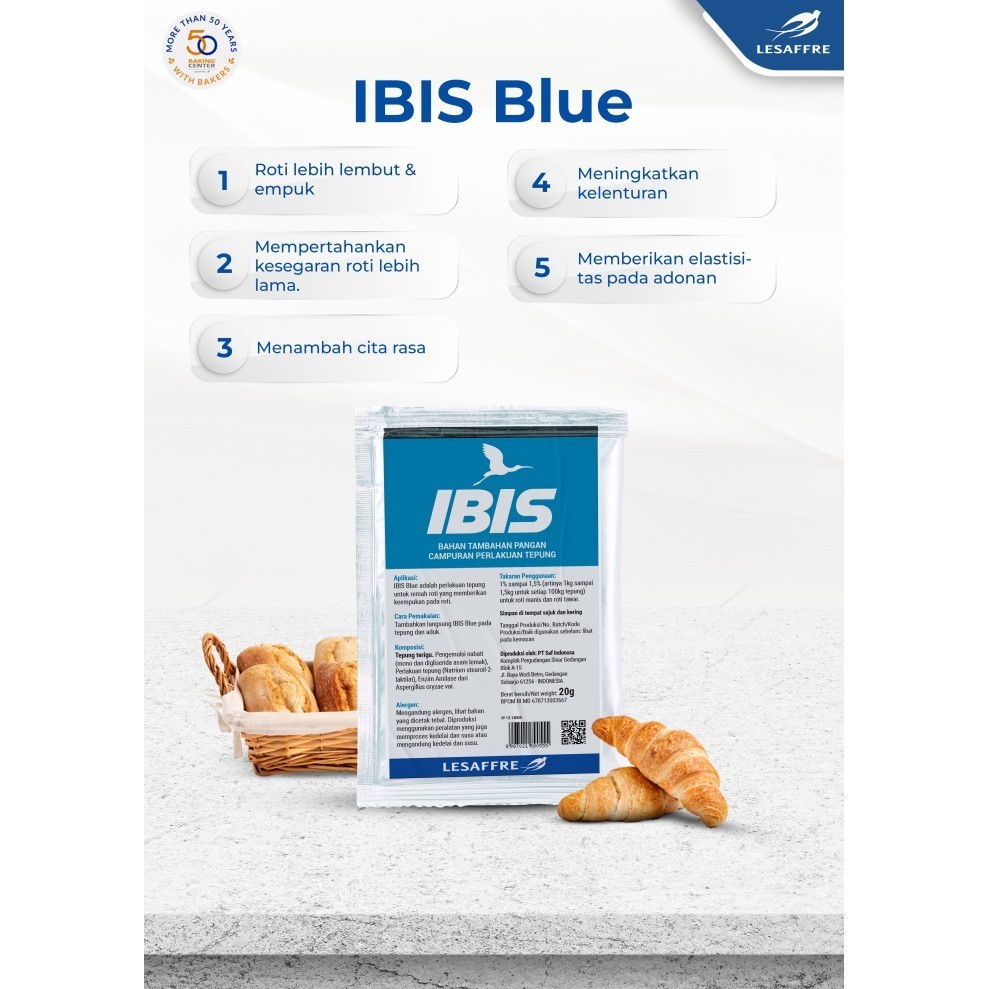 

BUNDLING IBIS BLUE SACHET, BREAD SOFTENER PELEMBUT ROTI, ISI 2 PACK (8 SACHET) BONUS SPATULA