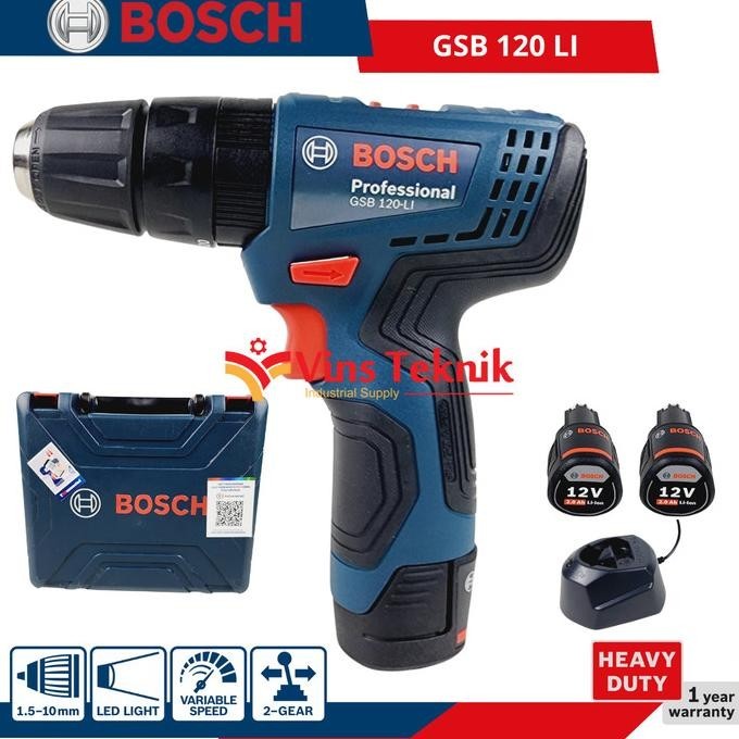 Mesin Bor Baterai 12V Cordless Impact Drill Gsb120Li Bosch Gsb 120 Li