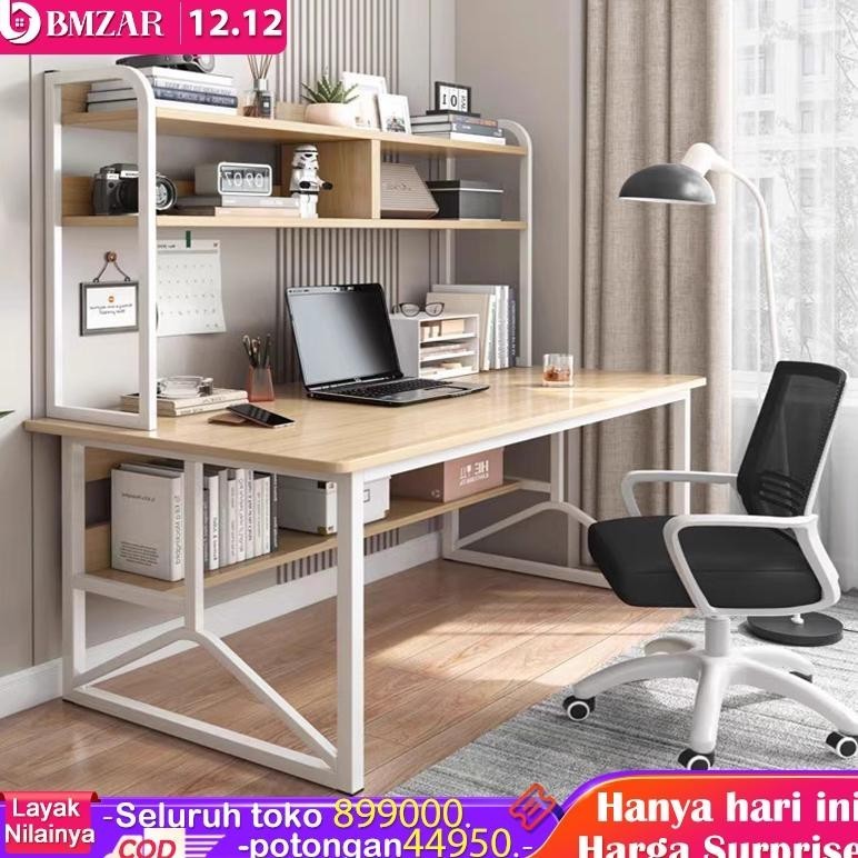 120CM Meja Kantor Besi Buku Meja Belajar  Dengan Rak Buku Meja Kerja Serbaguna