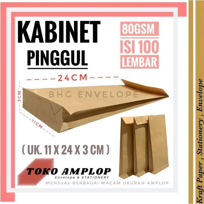 

Amplop Coklat Kabinet PINGGUL 11x24Cm isi 100lbr