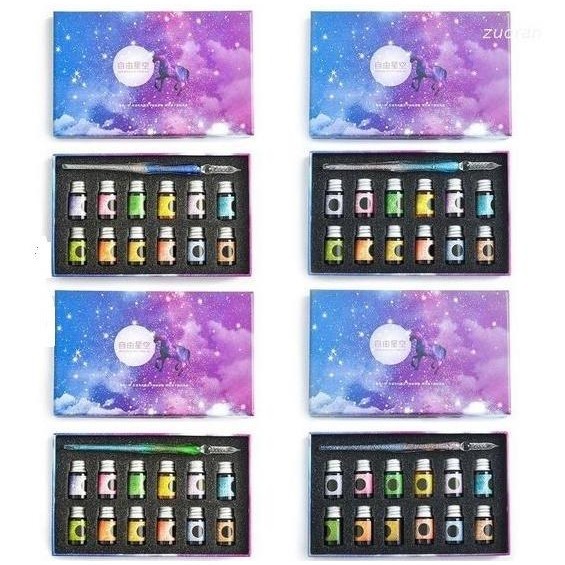 

Starry Sky Glass Dip Pen Set - Set Dip Pen Kaca dan Tinta 12 Warna