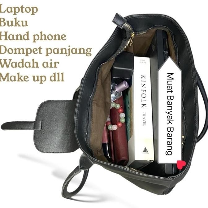 TAS TOTE BAG WANITA KULIT MINISO KOREA FASHION BIG SIZE LAPTOP KULIAH