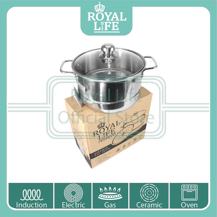 Royal Life Stainless Panci Kukus Dandang 22 Cm / Steamer Kukusan 22 Cm