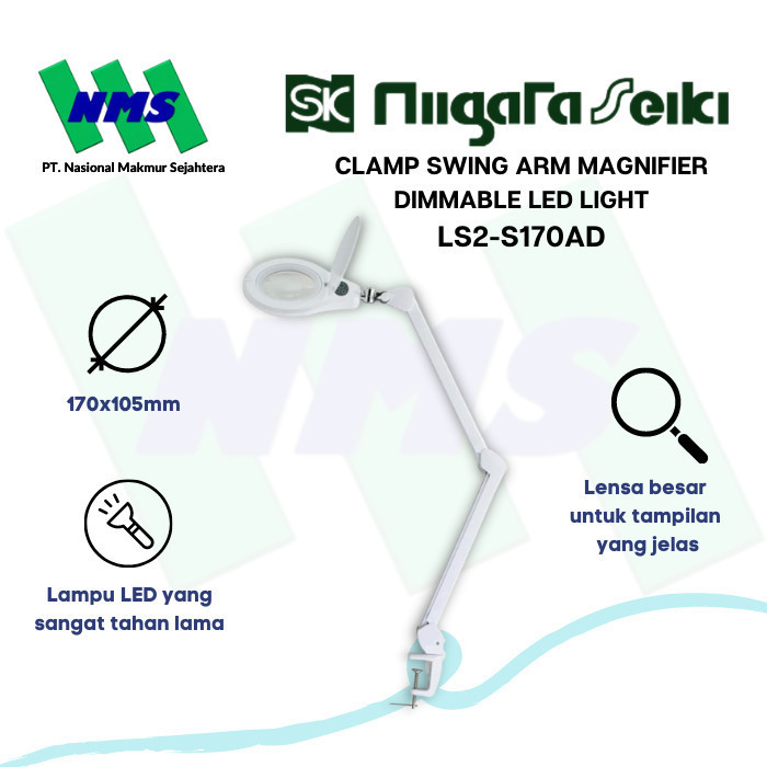 

Kaca Pembesar Niigata Seiki LS2-S170AD Clamp Arm Magnifier LED Light