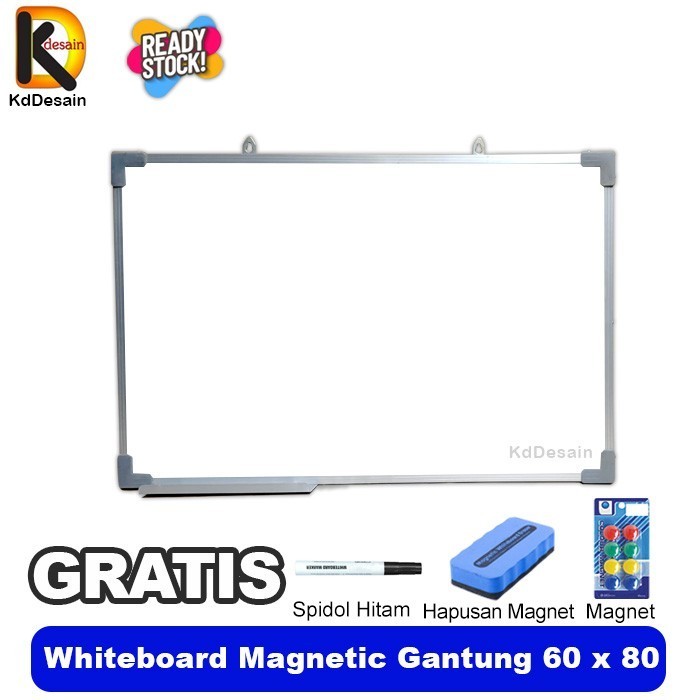 

Papan Tulis Whiteard Magnetic Gantung 60x80 Spidol Hitam Mgnet Hapus