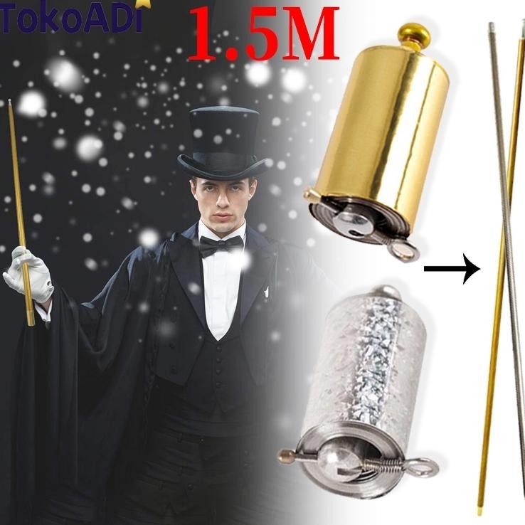 150Cm Tongkat Sulap Ajaib Sihir Besi Metal Mainan Anak Laki Laki Perempuan Appearing Metal Cane Magi