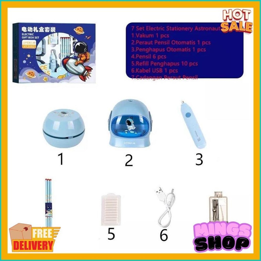 

Electric Stationery Set / Set Alat Tulis Elektrik Rautan Penghapus Vacuum Pensil 11 In 1 (Cod)