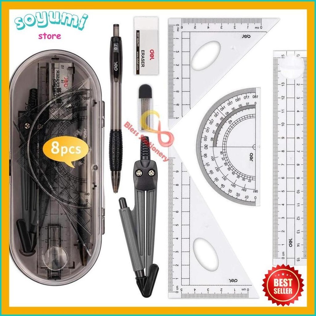 

Jangka Penggaris Busur Sekolah Deli Compass Drafting Set Square Ruler (Order Sebelum Ketinggalan)