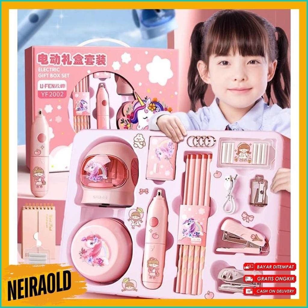 

Stock Ready 34Pcs 11 In 1 Electric Stationery Set / Set Alat Tulis Elektrik Rautan Penghapus Vacuum Pensil Hadiah Untuk Anak (Murmer)