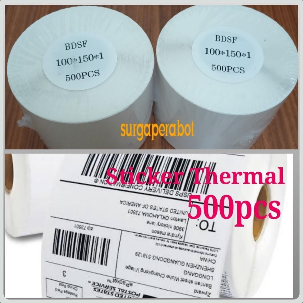 

Premium Kertas Sticker Thermal Label Barcode 500 Pcs 100X150 / 10X15 Cm Stiker Gratis Ongkir