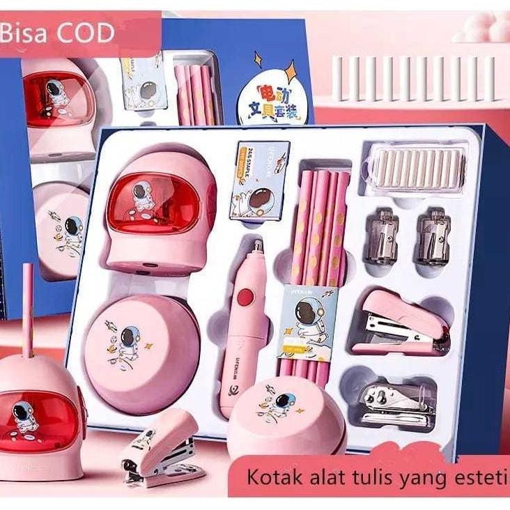 

(Mi) Set Alat Tulis Sekolah Elektrik Rautan Penghapus Vacuum / Electric Stationery Set Lengkap (Cod)