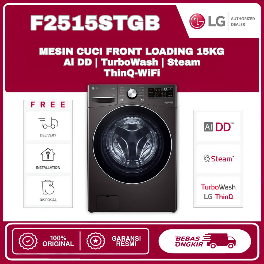 Mesin Cuci LG F2515STGB Front Loading 15 Kg AI DD Inverter ThinQ
