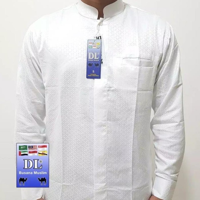 Baju Koko Pria Lengan Panjang Motif Bintik Busana Muslim Dl