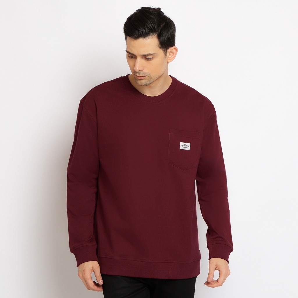 Lee Cooper Sweatshirt Crewneck Pocket Maroon