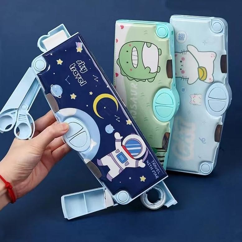 

codready Kotak Pensil Multifungsi Lengkap Peruncing Gunting Isolasi Penghapus Penggaris Kotak Pensil Multifungsi Motif Unicorn / Dinosaurus / Astronot Untuk Anak Lengkap Peruncing Gunting Isolasi Penghapus llshop2012