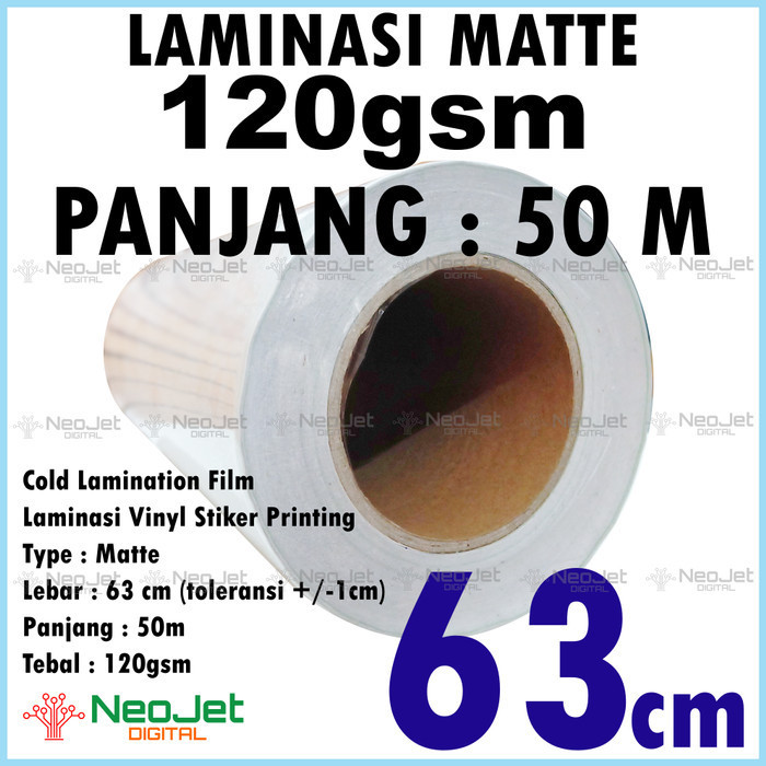 

Laminasi Dingin Matte Doff 120 gsm lebar 63 cm panjang 45m / 50 Yard