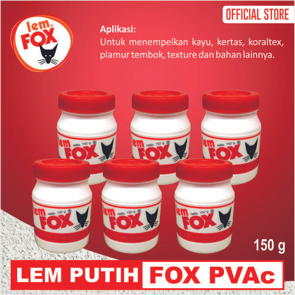 

Lem Fox Putih Lem Kayu PVAC tol 150 gram Bundling 6 pcs