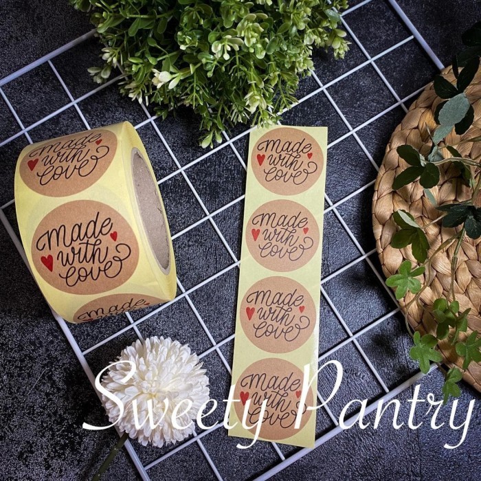 

stiker/sticker Kraft MADE WITH LOVE STK-MADE - 500 pcs