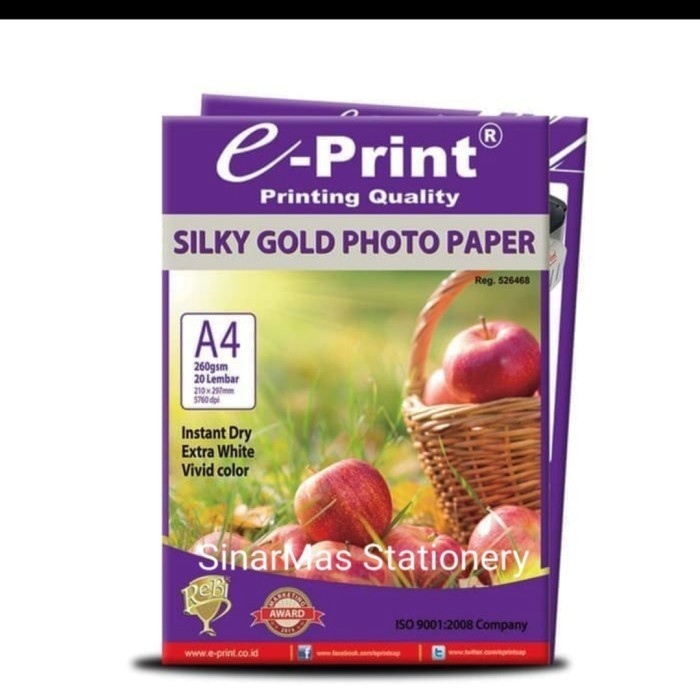 

Kertas foto Eprint A4-260 gsm - Print - Cetak - Silky Gold Photo Paper