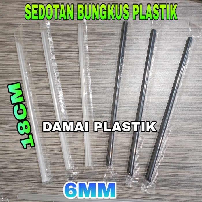 LZ8 SEDOTAN PLASTIK 6MM 18CM STERIL HITAM BENING BUNGKUS PLASTIK HEGENIES CVK