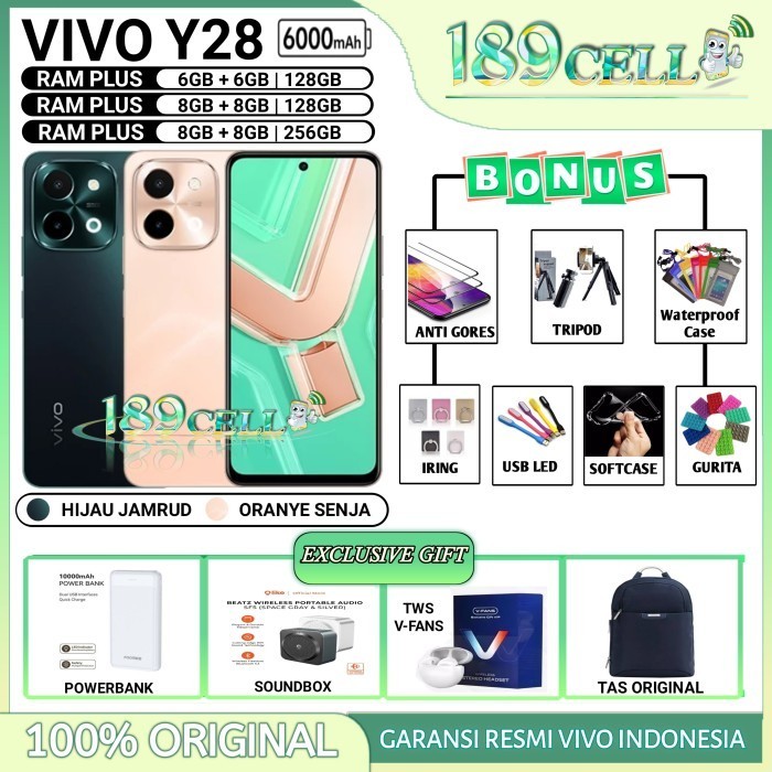 VIVO Y28 RAM 8/256 GB VIVO Y 28 RAM 8/128 GB VIVO Y28 RAM 6/128 GARANSI RESMI VIVO