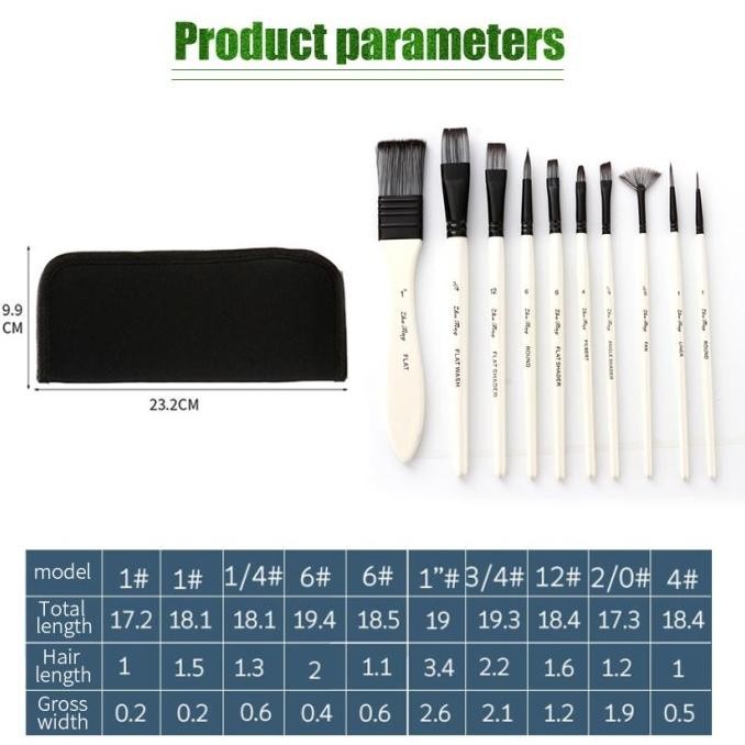 

Premium 10pcs Kuas Lukis Nylon Cat Air Minyak Round Brush Gambar Set Akrilik High Quality