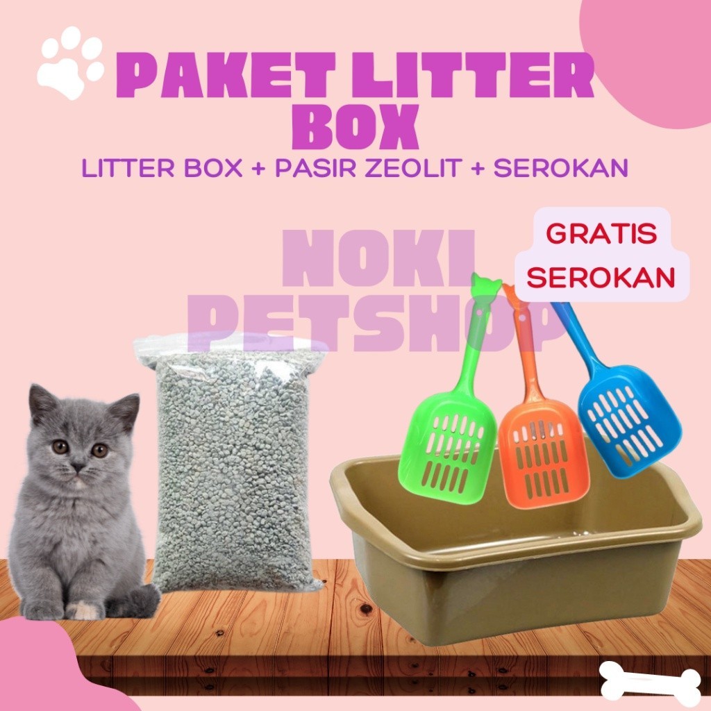 [GROSIR] PAKET CAT LITTER BOX KUCING 5 IN 1 | BAK PASIR KUCING + SEKOP + PASIR KUCING GUMPAL WANGI 1