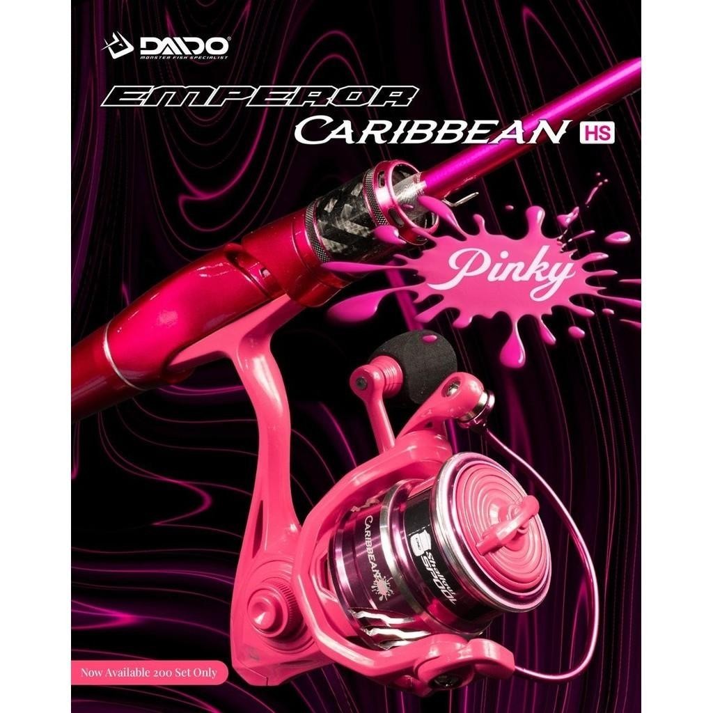 SET JORAN+REEL SPINNING VALENTINE EDITION MERK DAIDO JS2 EMPEROR PINK 702 / 210CM + R. CARIBBEAN HS 