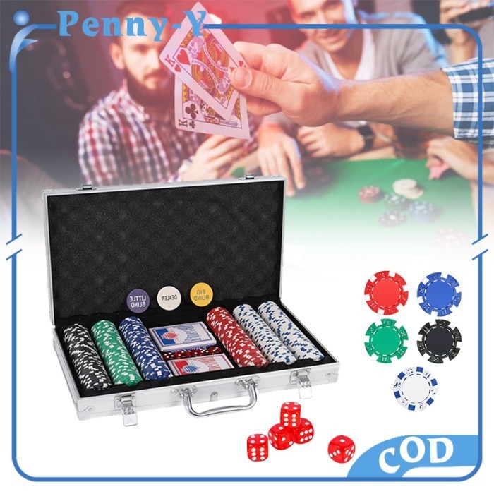 300Pcs Poker Chip Set Texas Holdem Poker Chip Mainan Kartu Poker