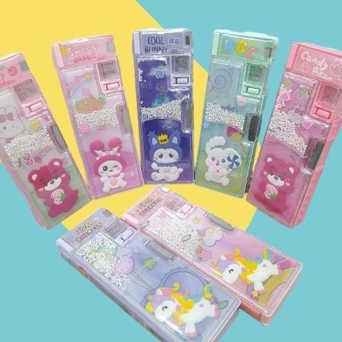 

gha-65 Tempat Kotak Pensil Anak Sekolah Pencil Case Depan Transparant Game Water Ball Push Handheld Pencet Air Sanrio Kuromi Premium