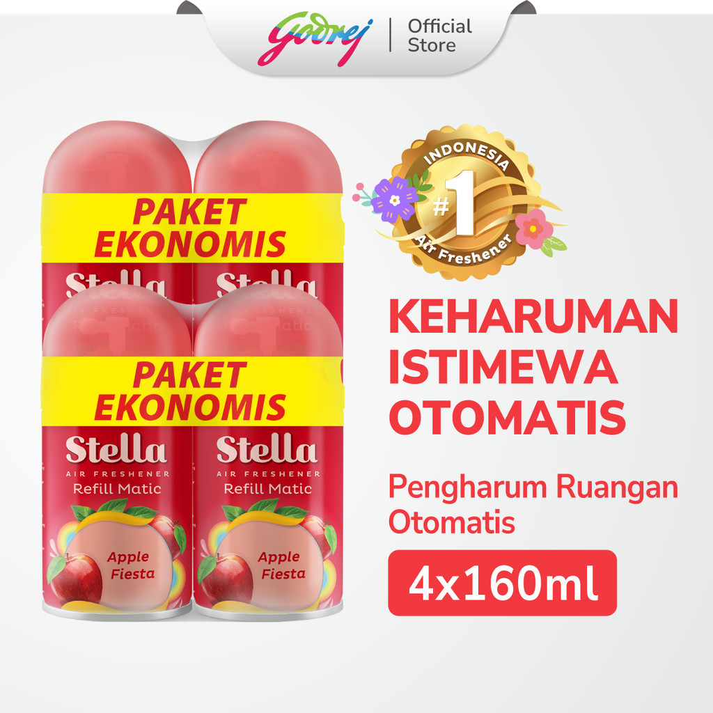 Stella Refill Matic Apple Fiesta 4x 160ml - Pengharum Ruangan Otomatis