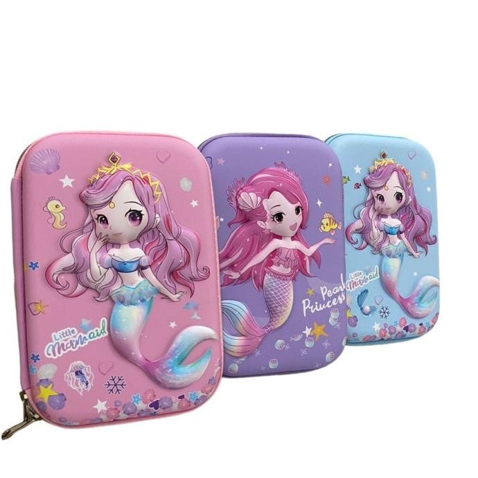

Tempat pensil little mermaid kotak pensil hardtop 3d timbul original
