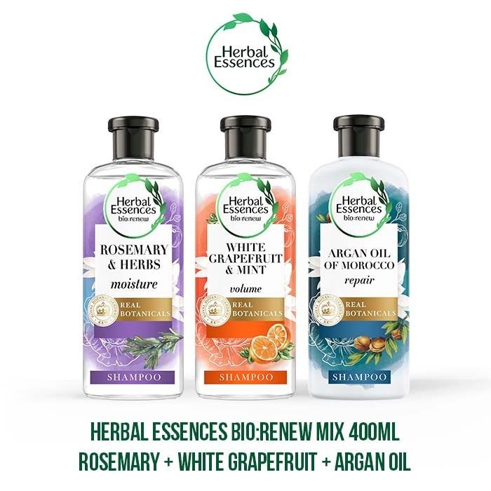 Herbal Essences Bio:Renew 3 Shampoo Mix 400ml Rosemary + White Grapefruit + Argan Oil