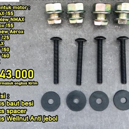 Hitam Wellnut Baut Mur Windshield Anti Jebol Nmax, , Xmax, Adv